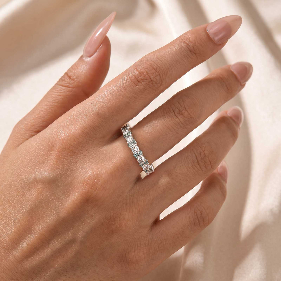 Rodiffy Moissanite 2.5 Ct Green Round CutFull Wedding Band for Women