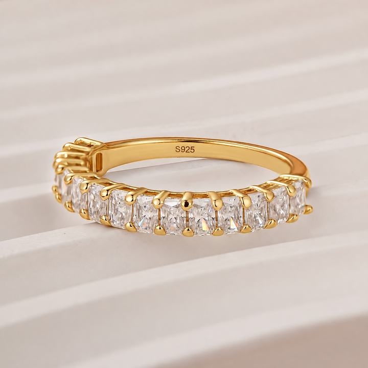 Moissanite 1.5Ct Radiant Cut Half Eternity Stackable Wedding Band in Sterling Silver