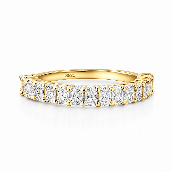 Moissanite 1.5Ct Radiant Cut Half Eternity Stackable Wedding Band in Sterling Silver