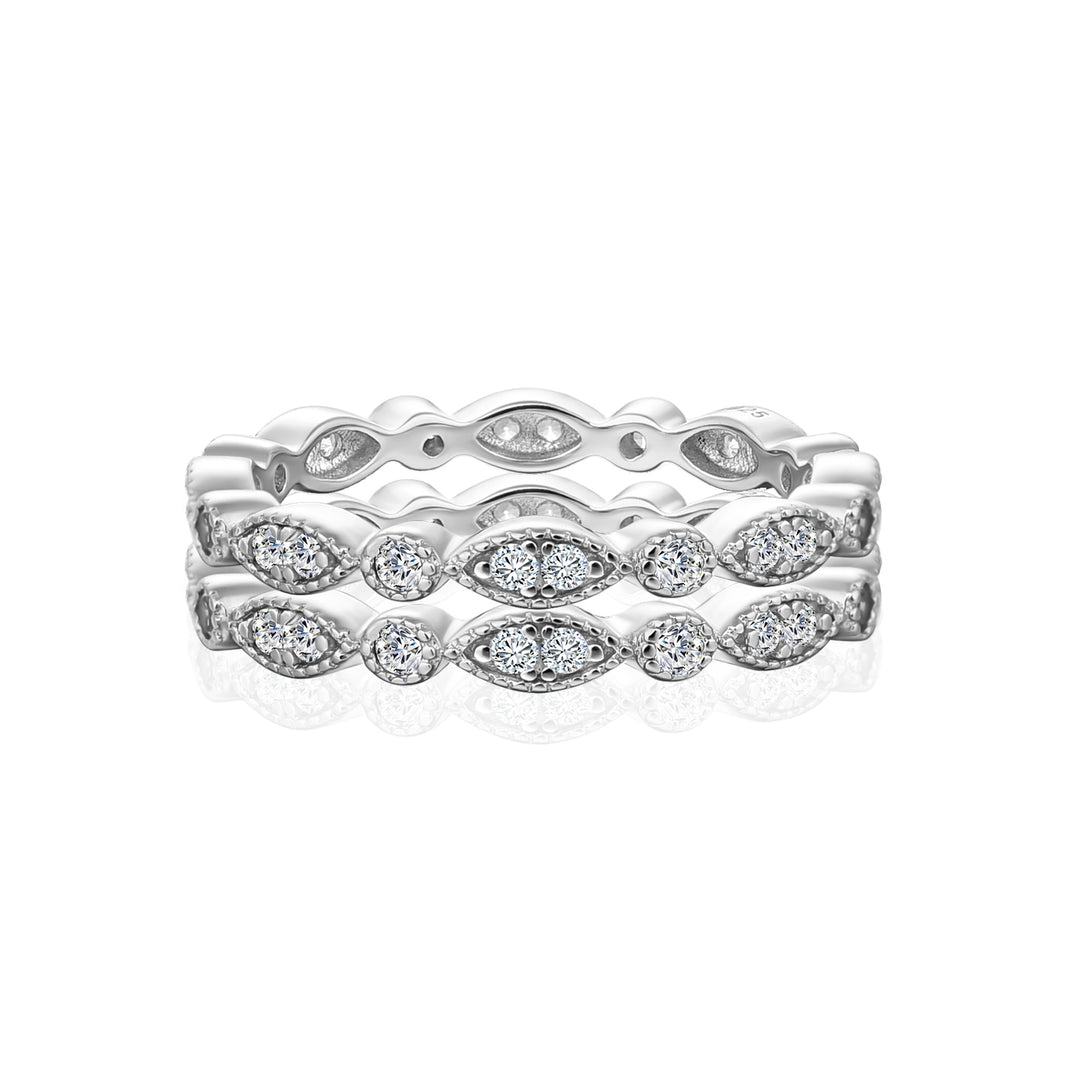0.6Ct Moissanite with Matching Pave Eternity Band in White Gold