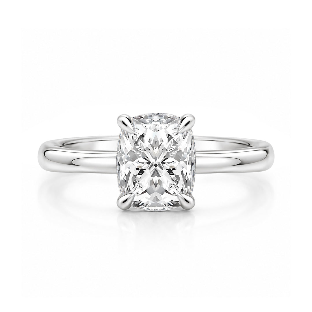 Moissanite 2.0Ct Cushion Cut Hidden Halo Promise Ring In Sterling Silver