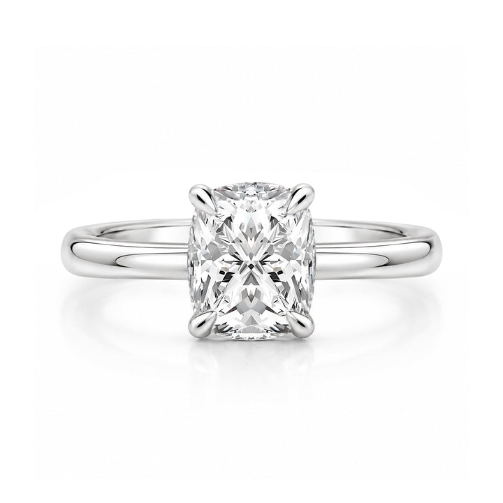 Moissanite 2.0Ct Cushion Cut Hidden Halo Promise Ring In Sterling Silver