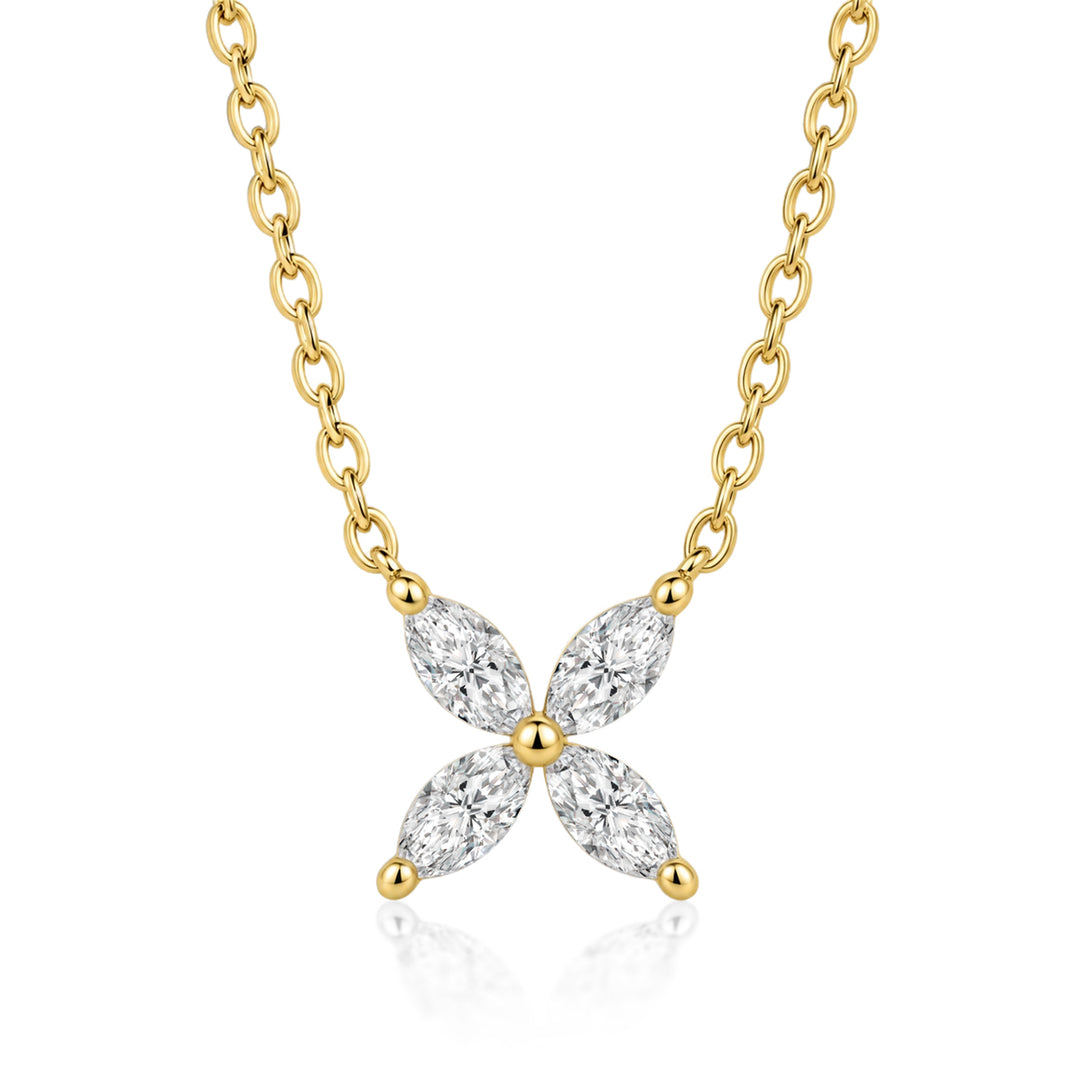 Moissanite 0.8CT Marquise Cut Cross Floral Pendant Necklace In Sterling Silver