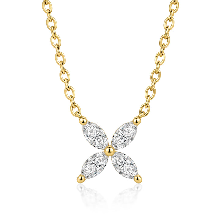 Moissanite 0.8CT Marquise Cut Cross Floral Pendant Necklace In Sterling Silver