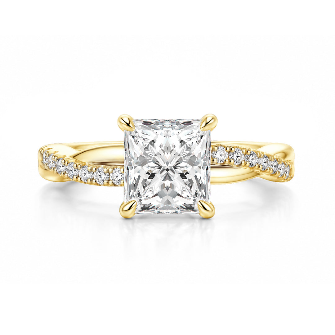 2.0Ct Princess Cut Moissanite Twist Promise Ring With Pave Band