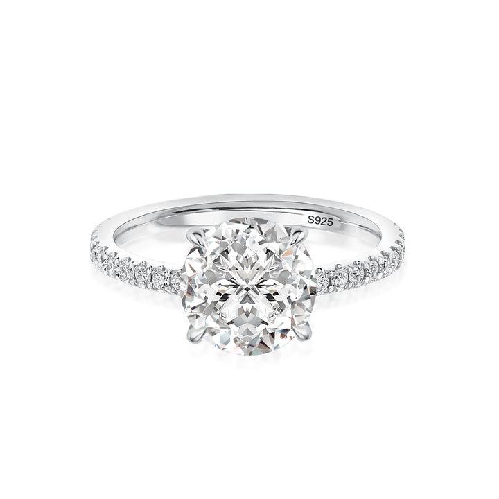 S925 Moissanite 2.0 Ct Round Cut Promise Ring For Women