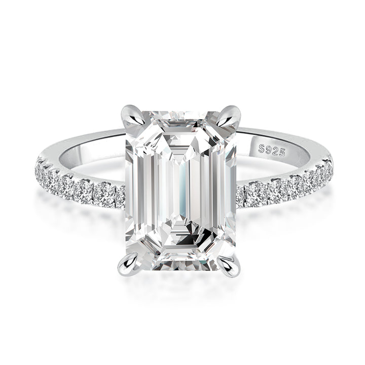 Rodiffy Moissanite 3.5 Ct Emerald Cut Engagement Ring For Women