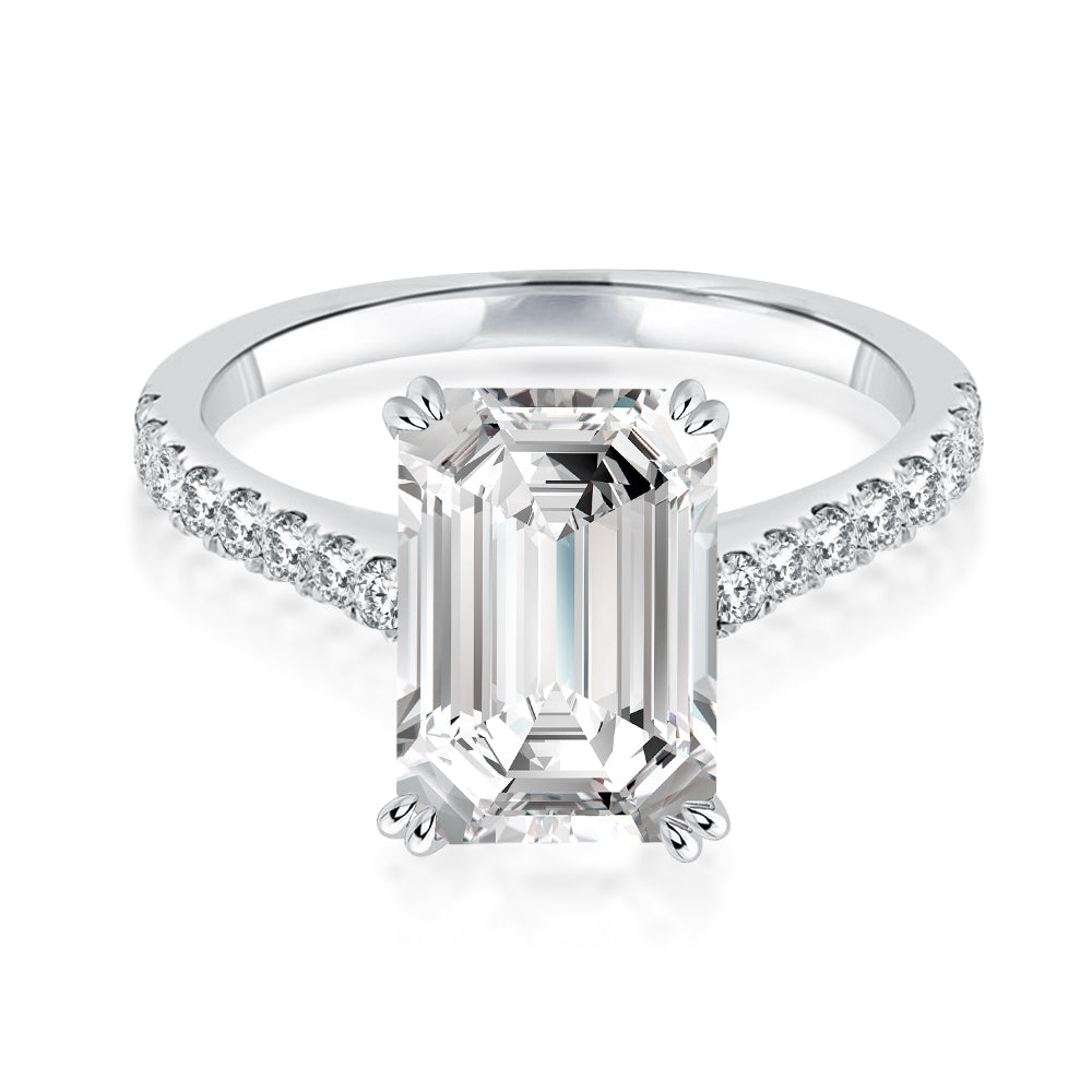 Rodiffy Moissanite 4.5 Ct Emerald Cut Engagement Ring For Women