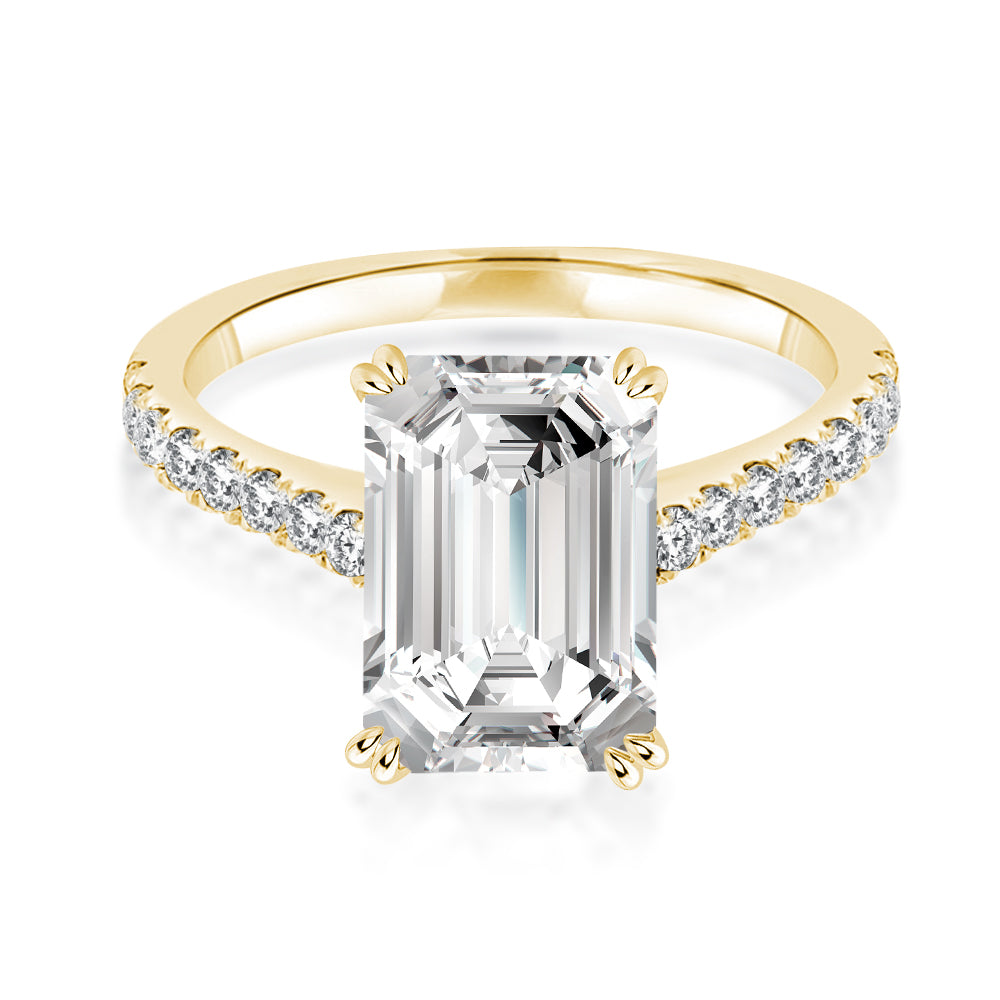 Rodiffy Moissanite 4.5 Ct Emerald Cut Yellow Gold Engagement Ring