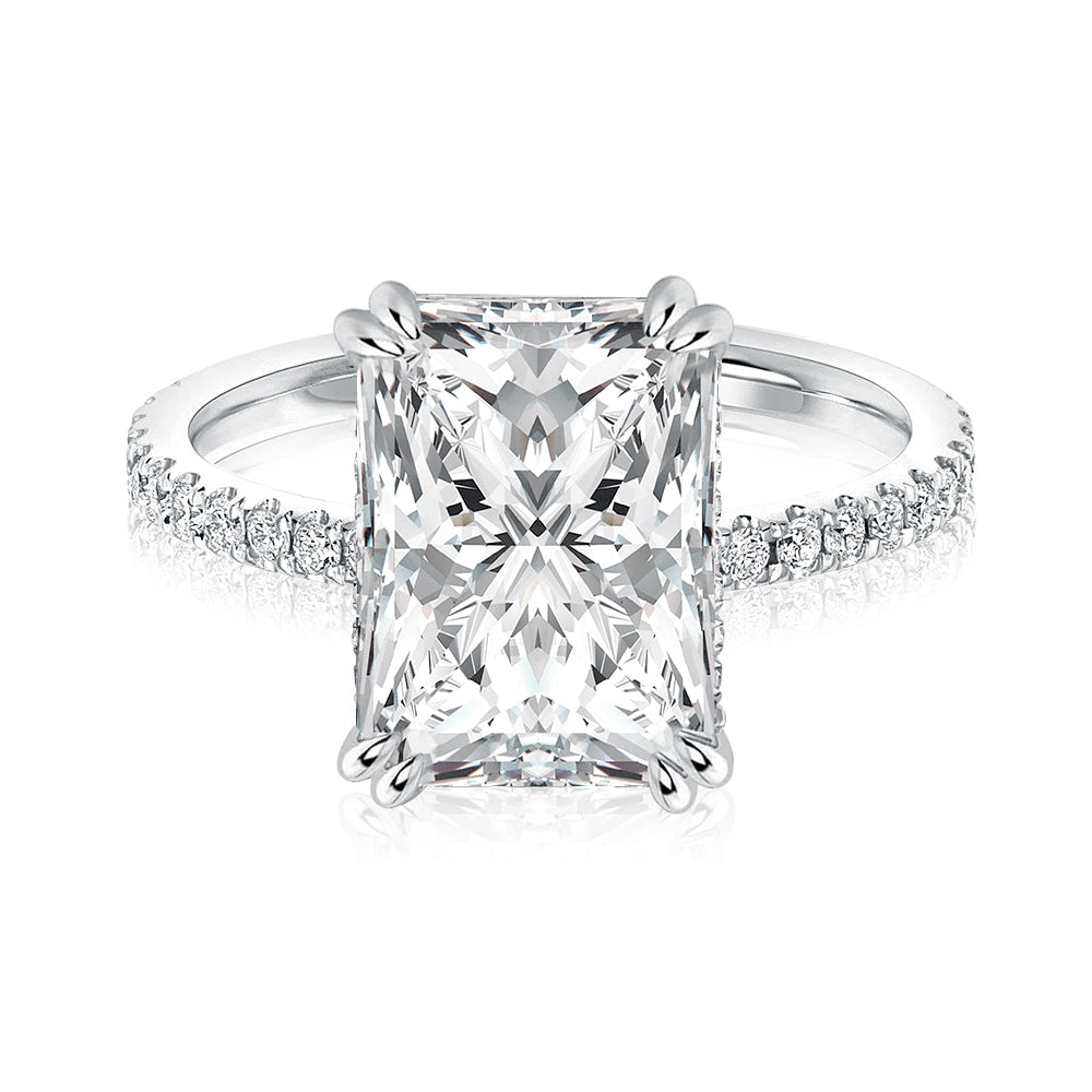 Rodiffy Moissanite 4.5 Ct Radiant Cut White Gold Engagement Ring For Women