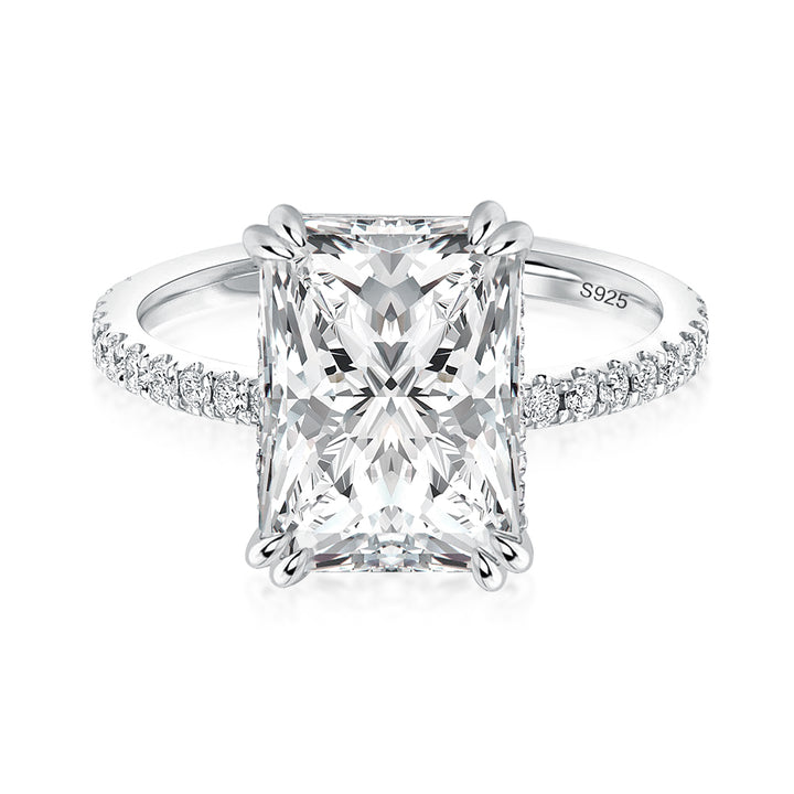 Rodiffy Moissanite 3.0Ct~4.5 Ct Radiant Cut White Gold Engagement Ring For Women
