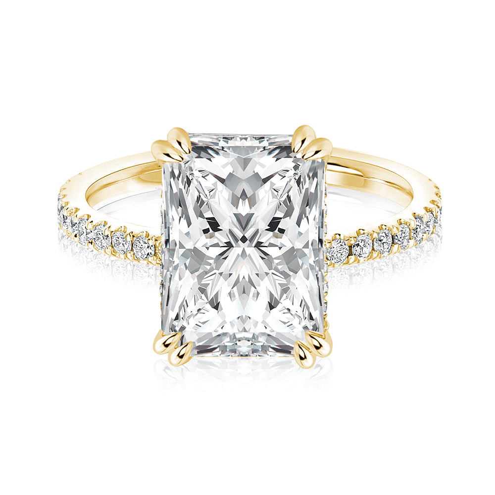 Rodiffy Moissanite 4.5 Ct Radiant Cut Yellow Gold Engagement Ring For Women