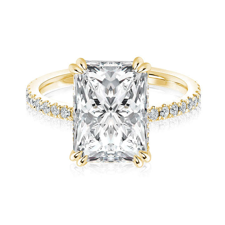 Rodiffy Moissanite 4.5 Ct/3.0Ct Radiant Cut Yellow Gold Engagement Ring For Women