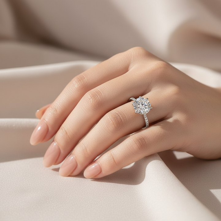 Rodiffy Moissanite 2.0 Ct ～4.0 Ct Round Cut 6 Prong Promise Rings For Women