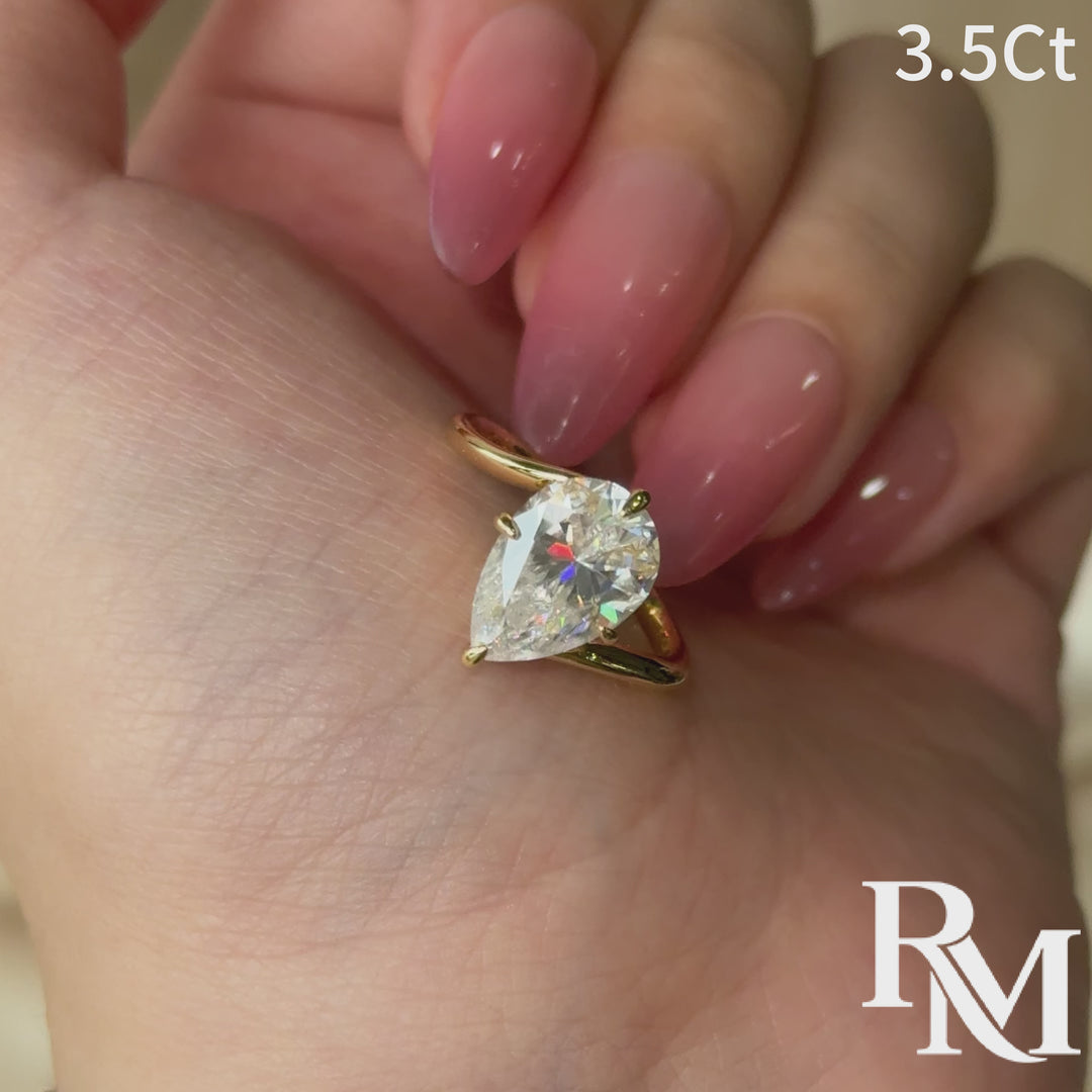Moissanite 3.5Ct Pear Cut Solitaire Promise Ring Travel Ring In Sterling Silver