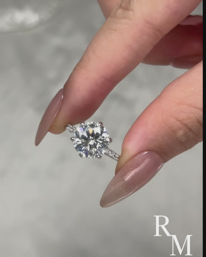 Moissanite 4.0 Ct Round Cut 6 Prong White Gold Promise Ring For Women