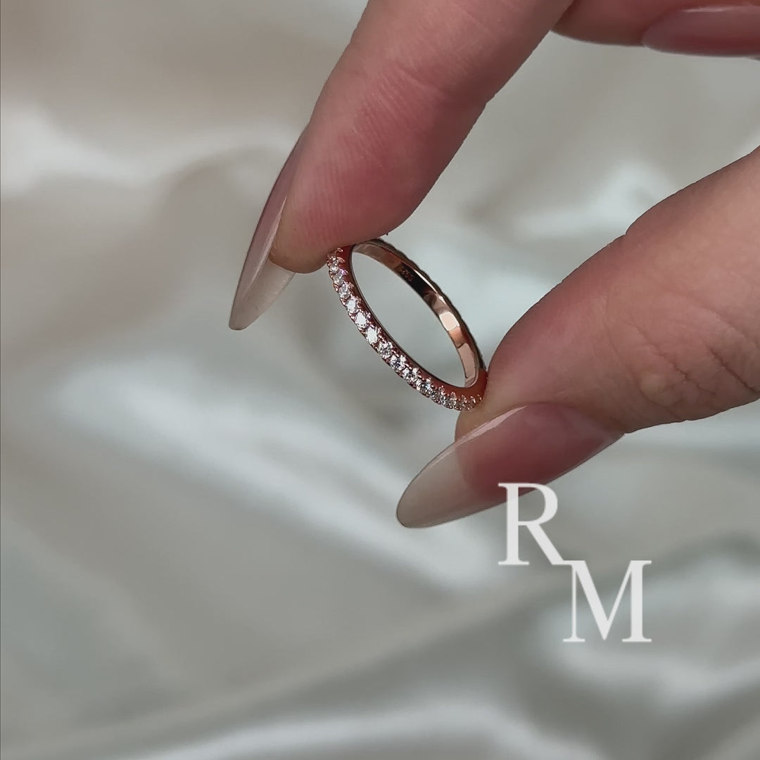 Rodiffy Moissanite 0.5 Ct Rose Gold  Full Eternity Thin Wedding Band For Women