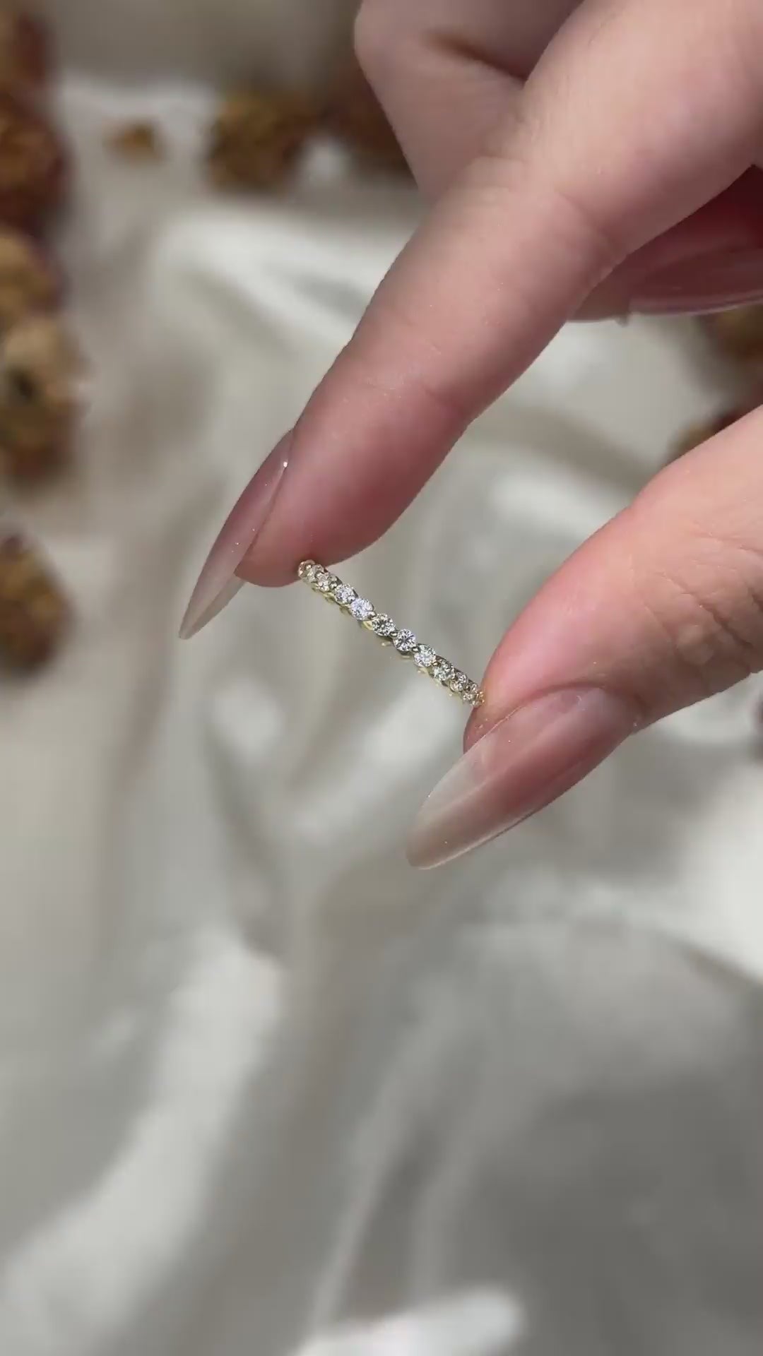 Rodiffy Moissanite Yellow Gold 1.0 Ct Round Cut Full Eternity Wedding Band