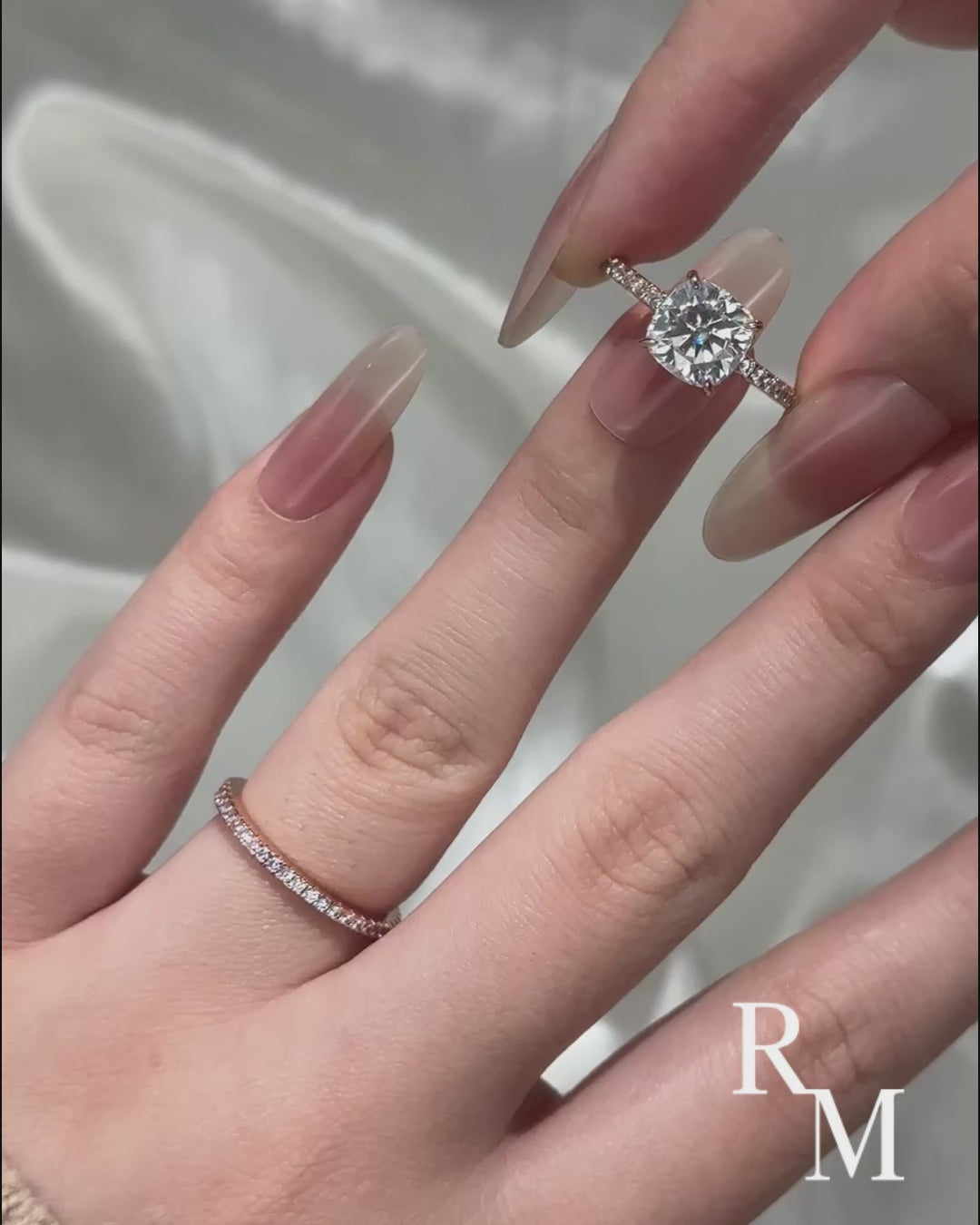 Moissanite 2.5Ct Cushion Cut Rose Gold Bridal Wedding Ring Set