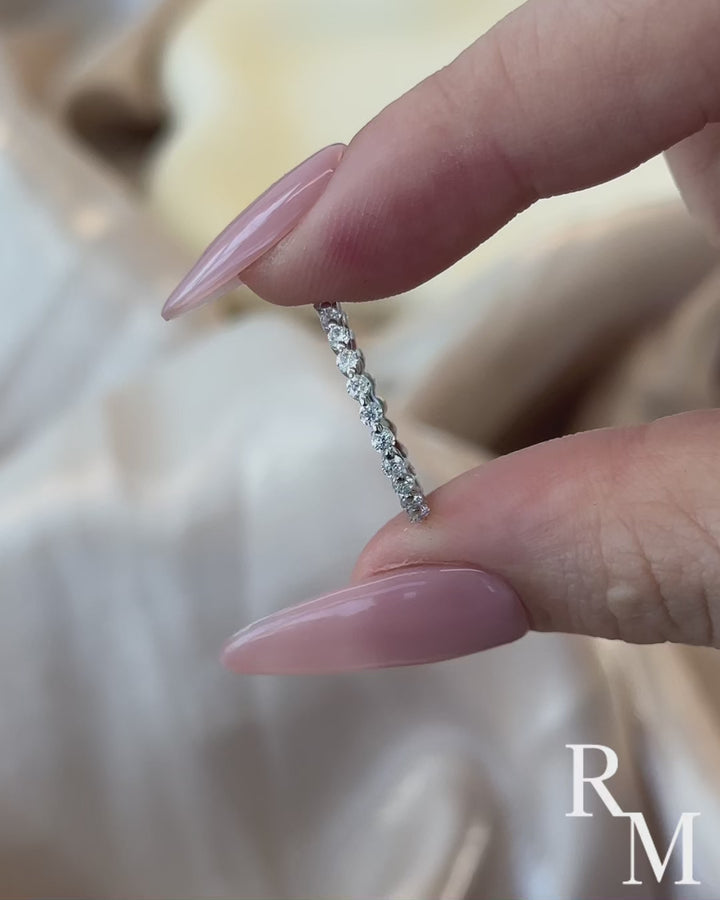 Rodiffy Moissanite 1.0 Ct White Gold Round Cut Full Eternity Wedding Band