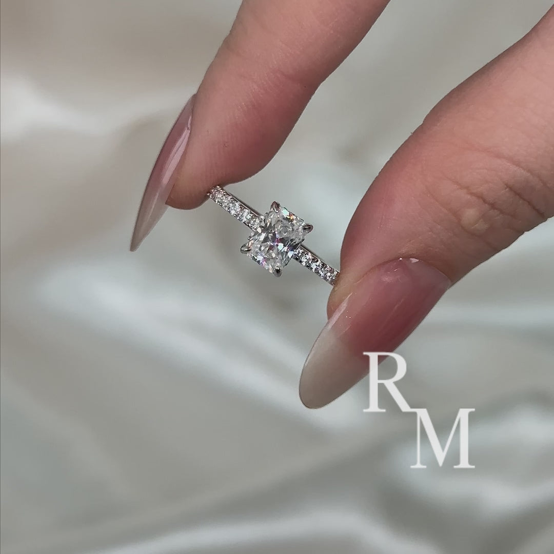 Rodiffy Moissanite 1.0 Ct~3.5 Ct Radiant Cut White Gold Engagement Ring For Women
