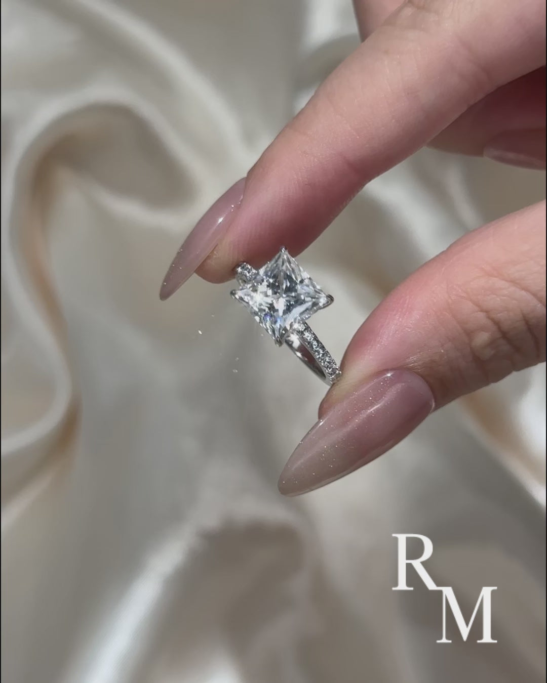 Rodiffy Moissanite 3.0 Ct Square Princess Cut White Gold Bridal Ring