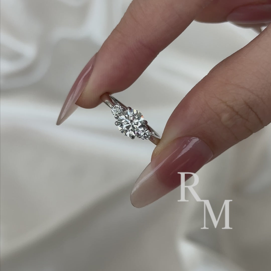 1.0Ct Three Stone Round Cut Moissanite Ring in S925 Sterling Silver