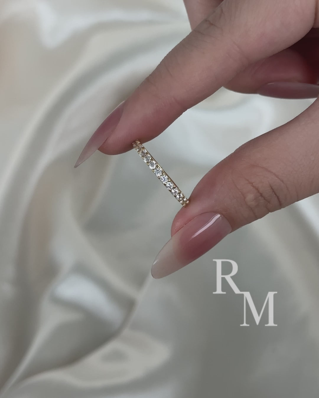 Moissanite 0.6Ct Classic Round Cut Half Yellow Gold Wedding Band In Sterling Silver