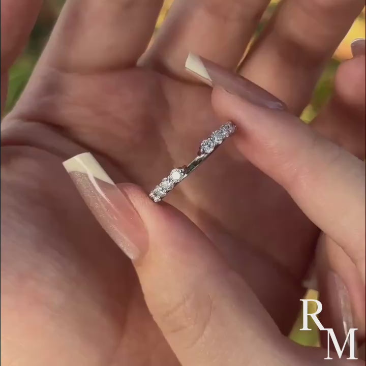 Open Round Cut White Gold Wedding Band