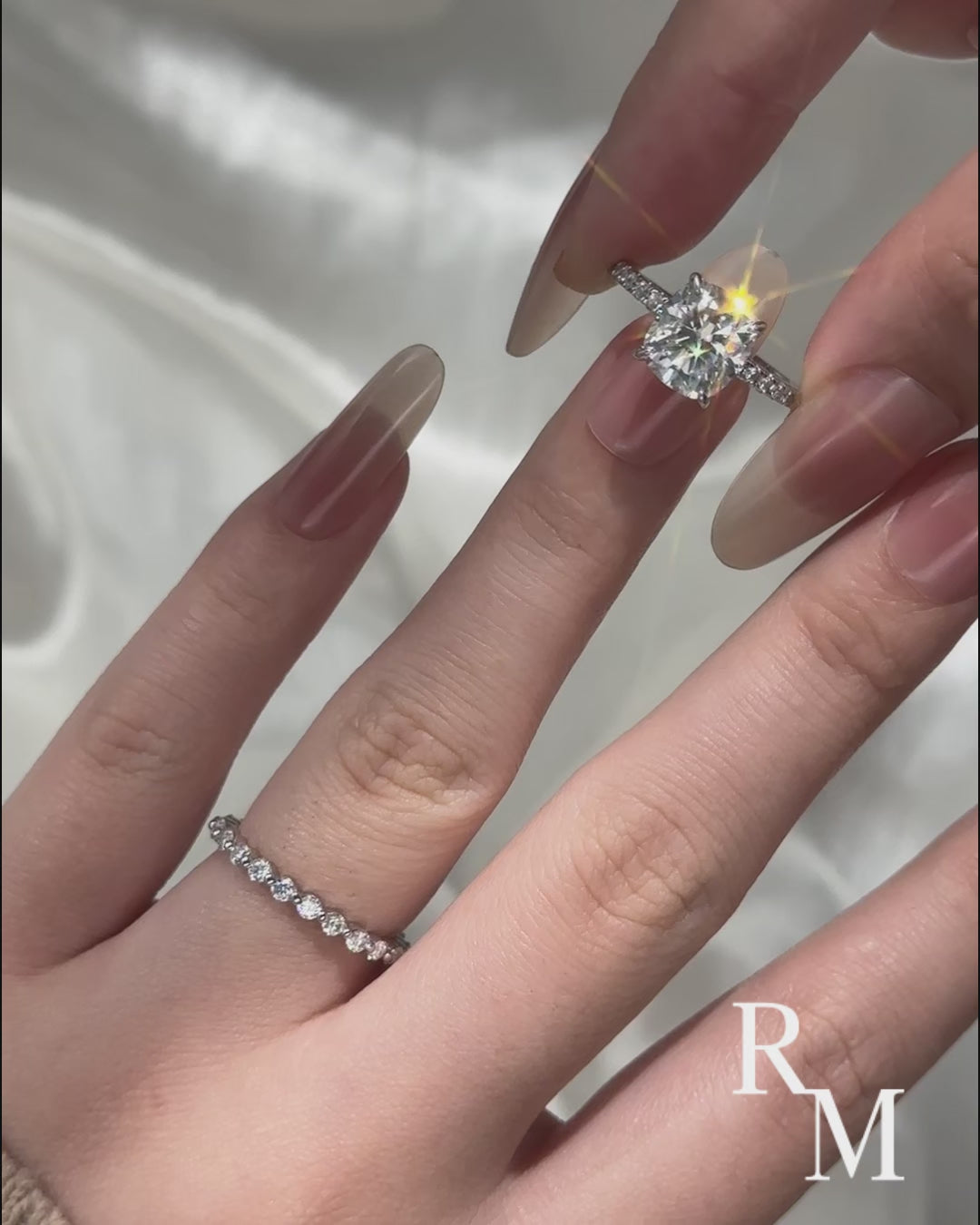 Moissanite 3.0 Ct Cushion Cut White Gold Bridal Ring Set