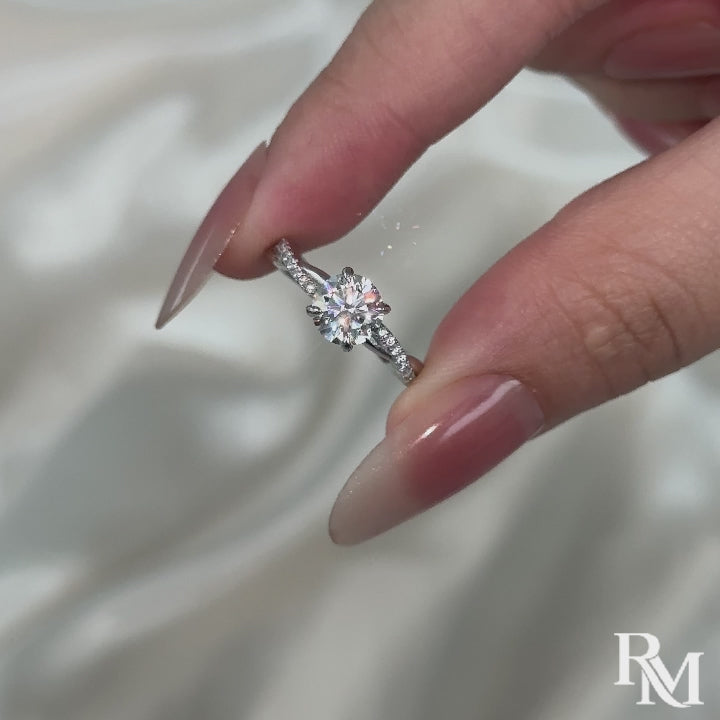 S925 Sterling Silver Mossianite Twist White Gold/Yellow Gold 1.0Ct Round Cut Engagement Ring