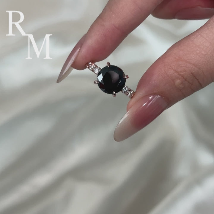 Rodiffy Black Moissanite Stone 4.0 Ct Round Cut Rose Gold Engagement Ring