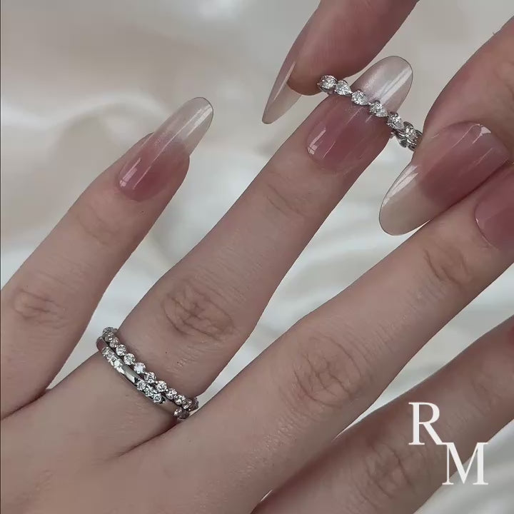 Moissanite 3.3Ct Round Cut & Pear Cut Wedding Band Set For Women In Sterling Silver