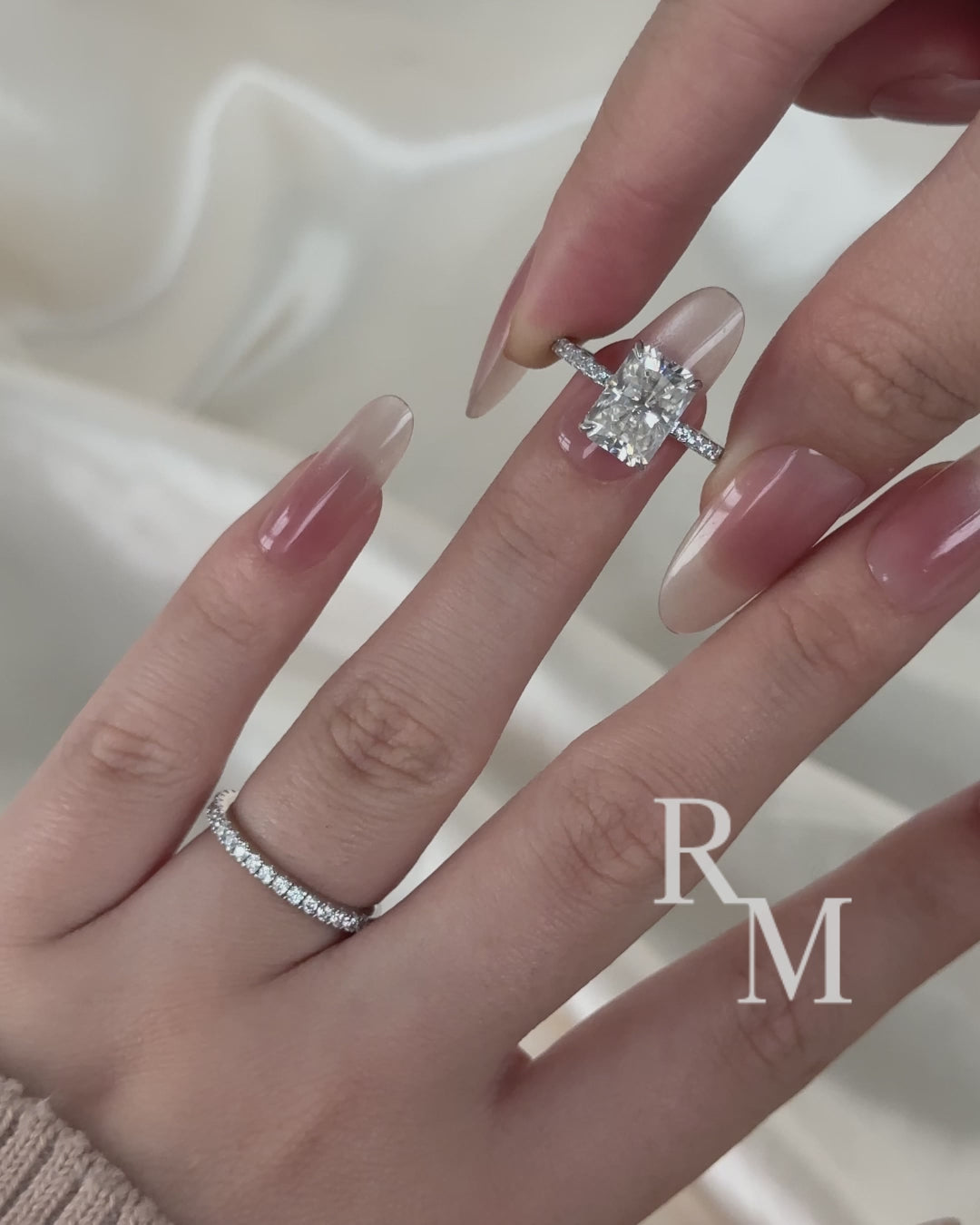 3.5 Ct Radiant Cut 3PC White Gold Moissanite Diamond Wedding Ring