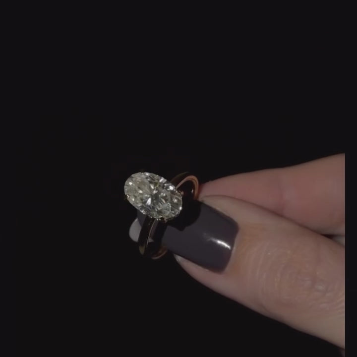 Rodiffy Moissanite 3.0Ct Oval Cut Yellow Gold Promise Ring For Women