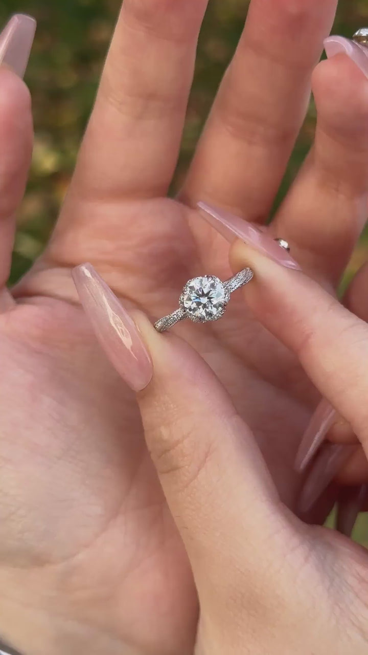 Rodiffy Moissanite 1.0 Ct Flower Design Promise Ring For Women