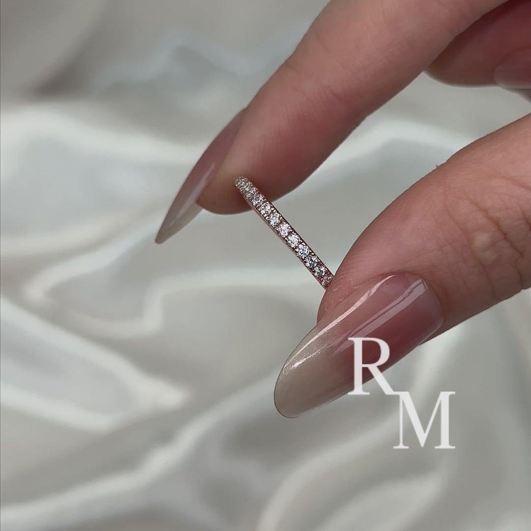 Rodiffy Moissanite 0.5 Ct Round Cut Half Halo Rose Gold Anniversary Ring