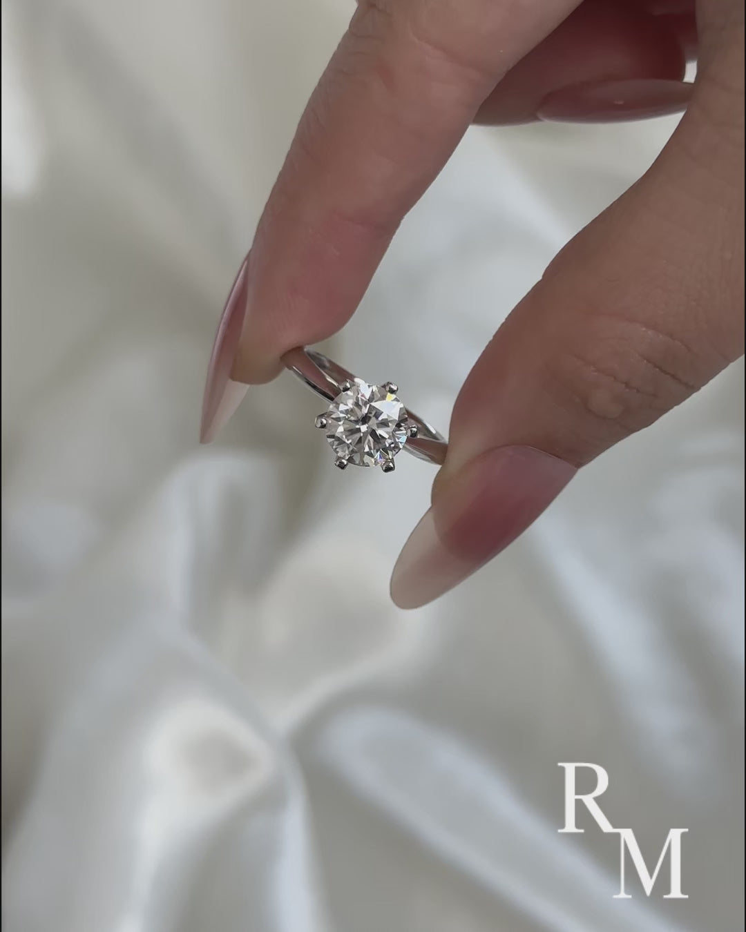 Rodiffy Moissanite 2.0 Ct ～3.0Ct Round Cut 6 Prong White Gold Engagement Ring