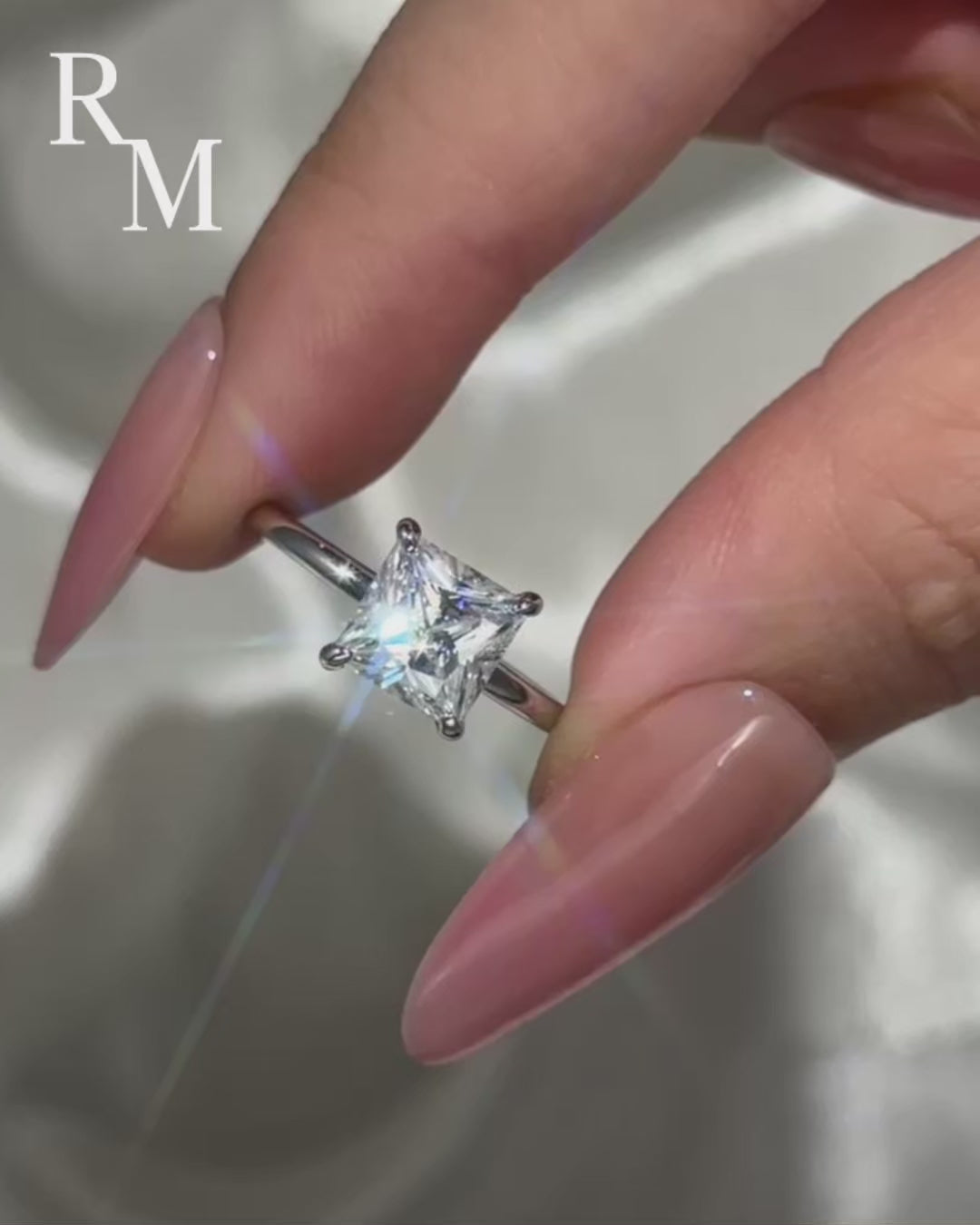 Moissanite 2.0 Ct Princess Cut Solitaire White Gold Promise Ring For Women