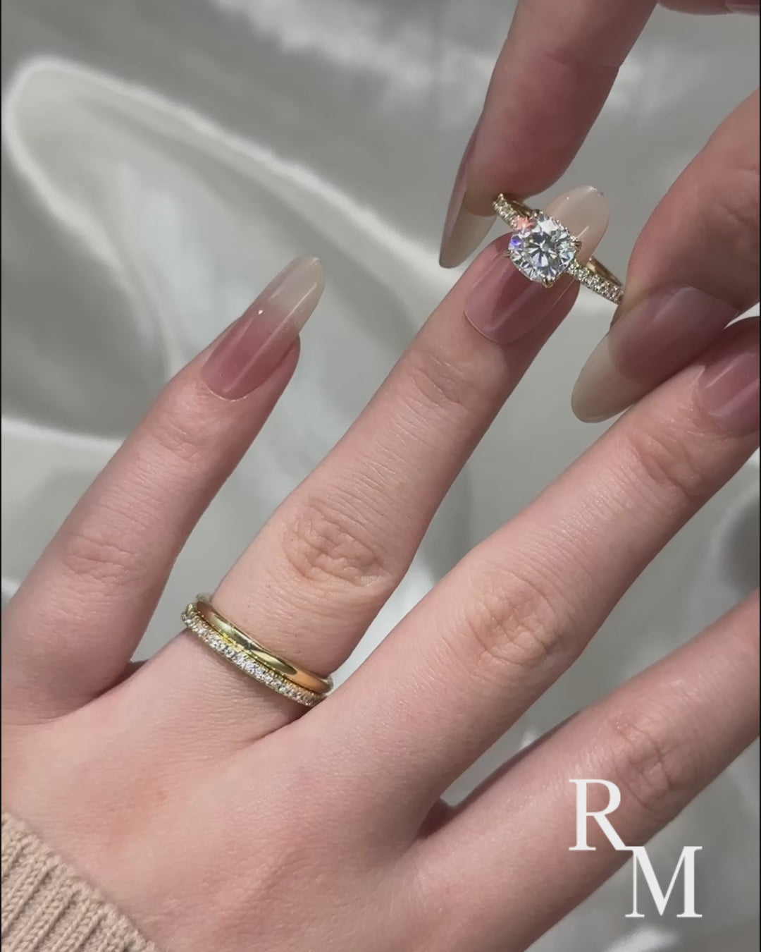 Moissanite 3.0Ct Cushion Cut Yellow Gold Travel Bridal Set