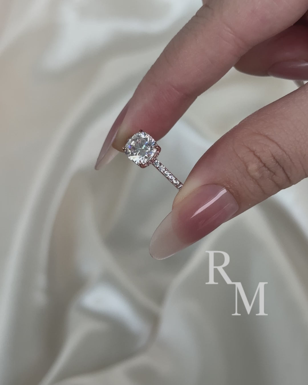 Rodiffy Moissanite 2.0 Ct Square Cushion Rose Gold Bridal Ring