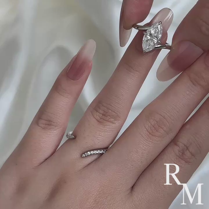 Moissanite 3.0Ct Marquise Cut Insert Wedding Ring Set For Women In Sterling Silver