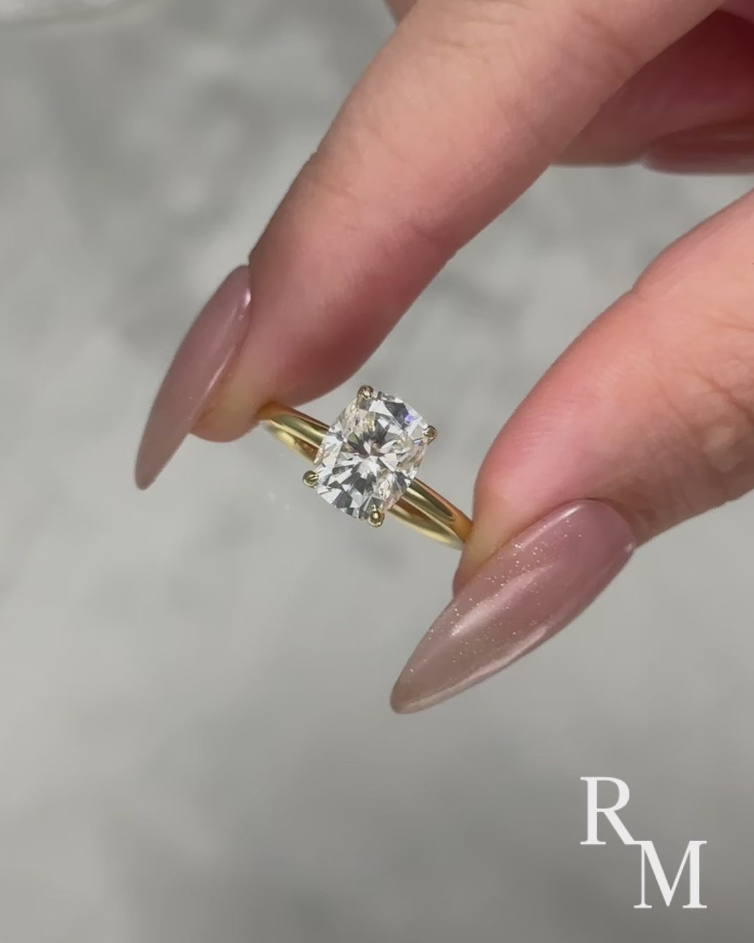 Moissanite 2.5 Ct Cushion Cut Solitaire Yellow Gold Promise Ring For Women