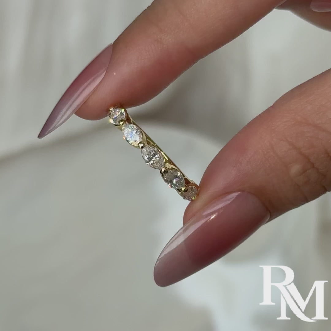 Moissanite 1.75CT Marquise Cut Stackable Half Eternity Ring In Sterling Silver