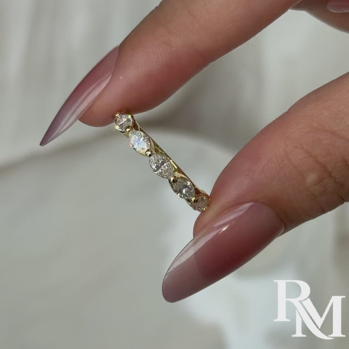 Moissanite 1.75CT Marquise Cut Stackable Half Eternity Ring In Sterling Silver