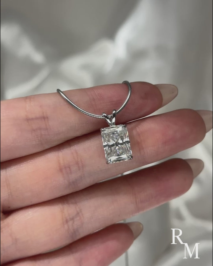 Rodiffy Moissanite 4.5 Ct  Radiant Cut White Gold Pendant Necklace