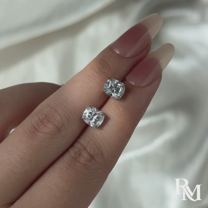 S925 Moissanite 1.5Ct*2 Cushion Cut Stud Earrings Matching Bridal Jewelry Set