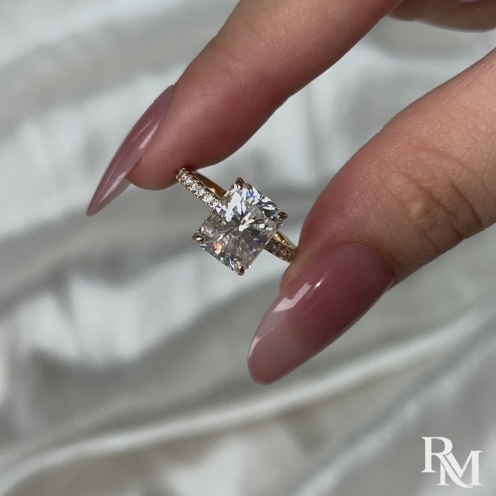 Rodiffy Moissanite 2.0 Ct~4.0 Ct Radiant Cut Yellow Gold Engagement Ring For Women