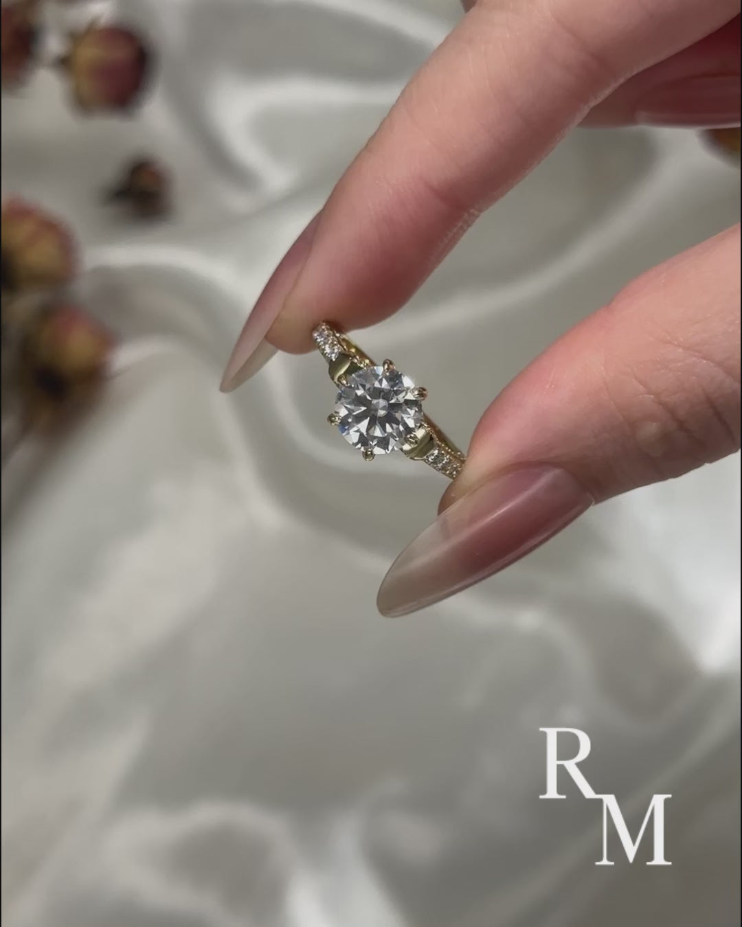 Rodiffy Moissanite 2.0 Ct Bow Base Design Yellow Gold Promise Bridal Ring