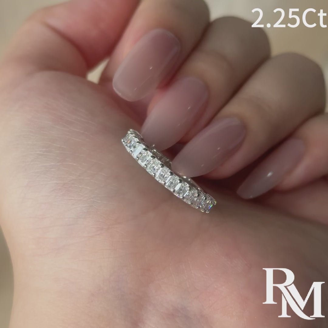 Moissanite 2.25Ct Emerald Cut Half Eternity Stackable Wedding Band in Sterling Silver